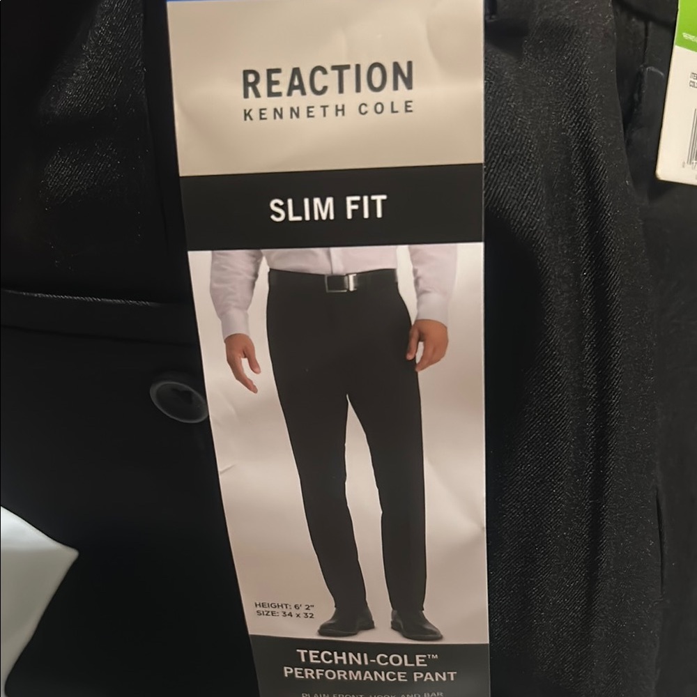 Kenneth Cole Reaction Men's Black Slim Fit Pants size 36x32, 34x34 NWT